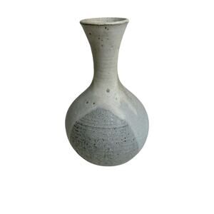 HANDMADE Pottery Bottleneck Vase Blue Tan Home Decor Nature Neutral